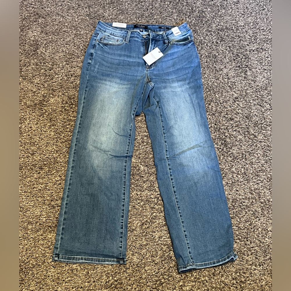 Judy Blue Wide Leg Jeans in Blue with Vintage Fading